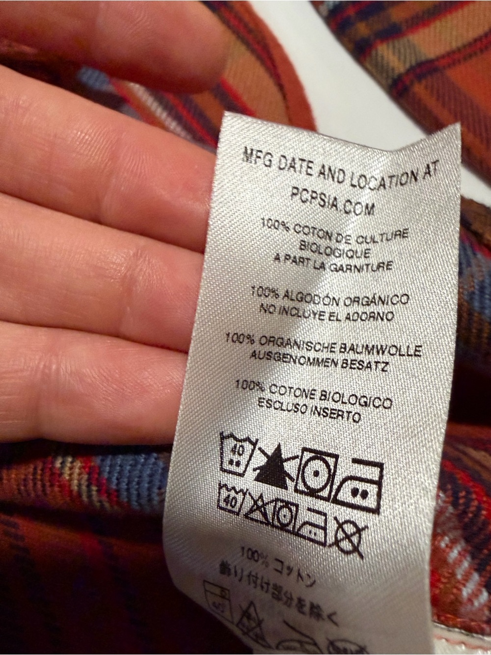 Patagonia Fjord Organic Cotton Orange Plaid Flannel Shirt Long Sleeve - Picture 7 of 8